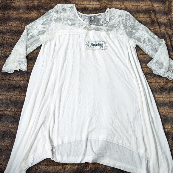 Anthropologie Monoreno Womens Romantic Boho Lace Sharkbite Hem Dress L/XL NWT - Picture 1 of 6